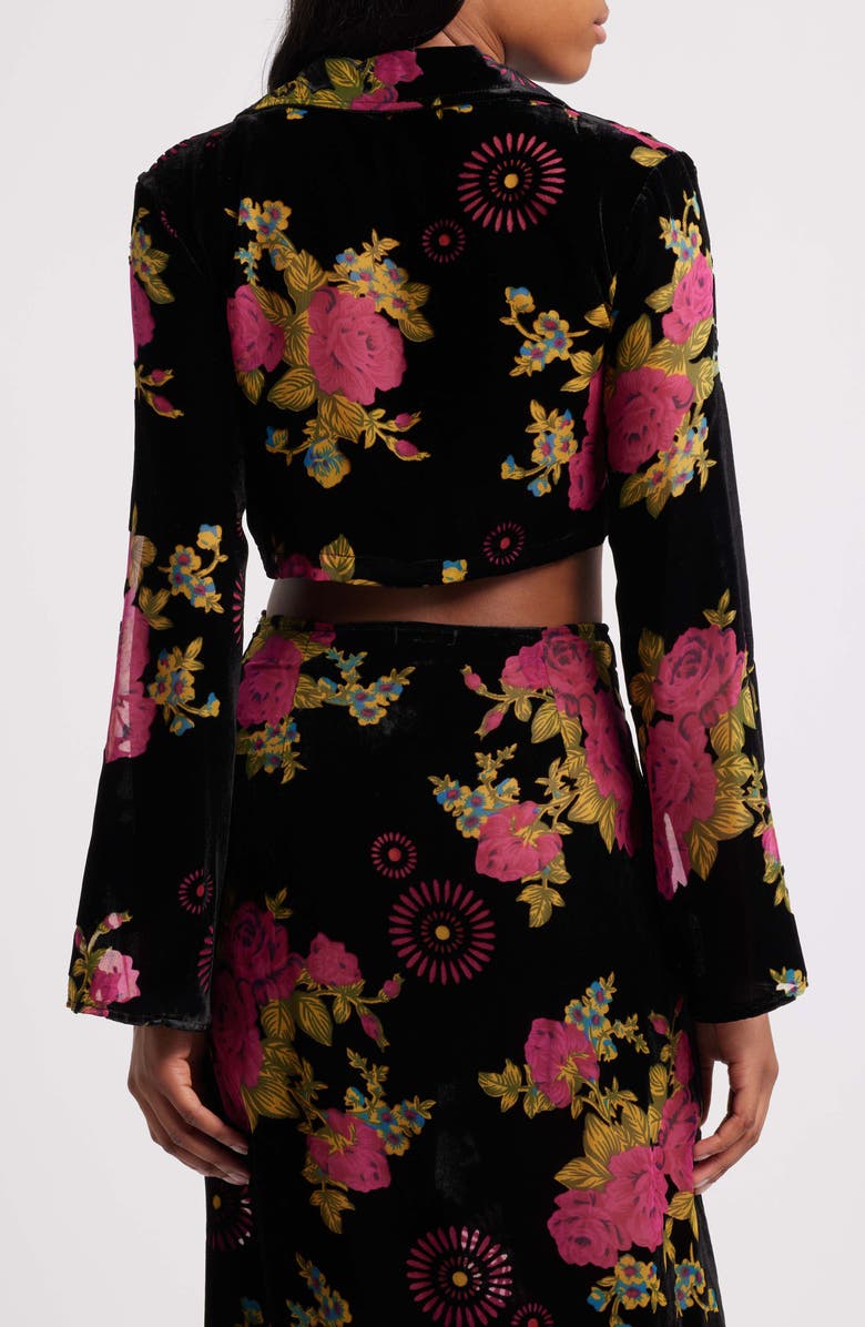 NASTY GAL Floral Devore Velvet Crop Jacket, Alternate, color,