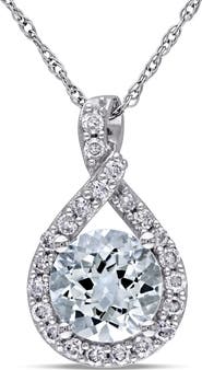 Julianna B. Gemstone & Diamond Teardrop Necklace 10K