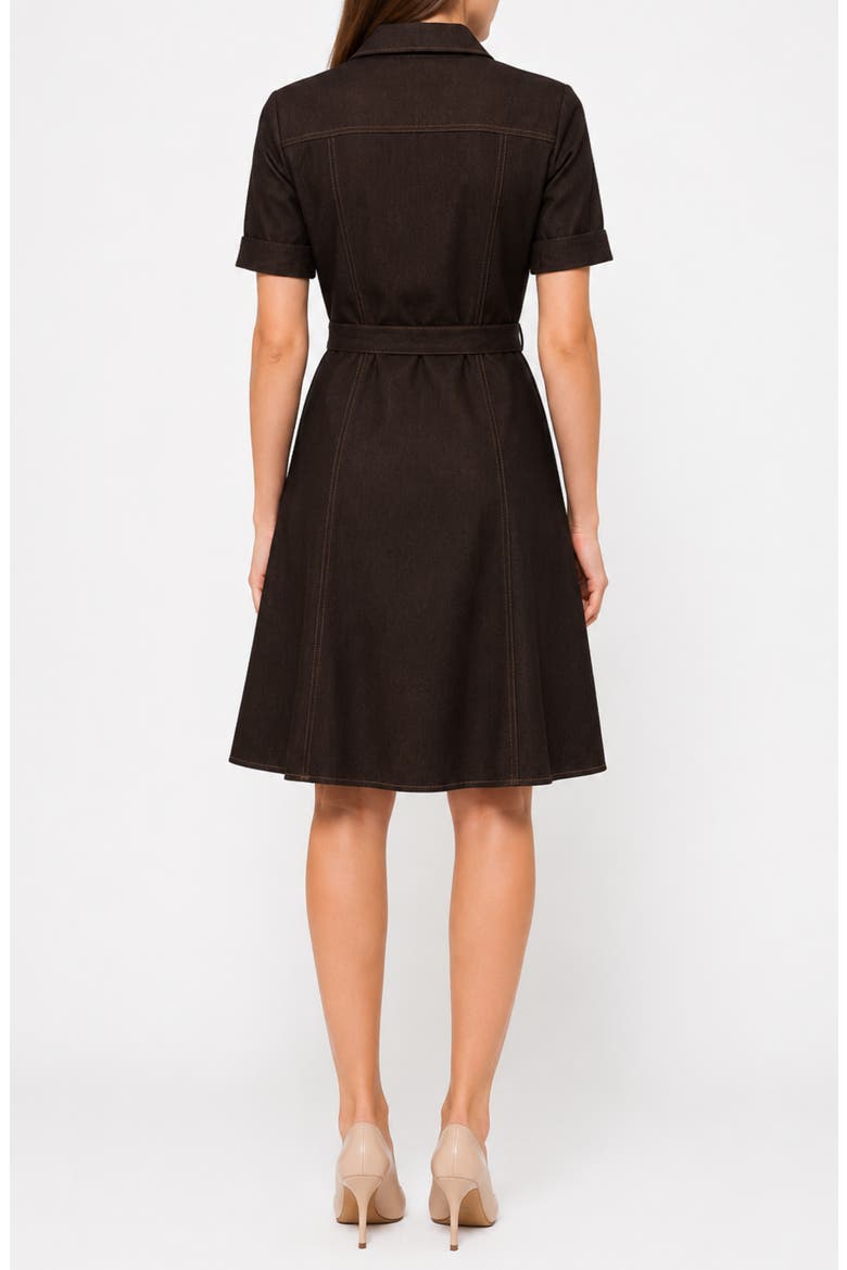 Denim Short Sleeve Shirtdress, Alternate, color, CHOCOLATE