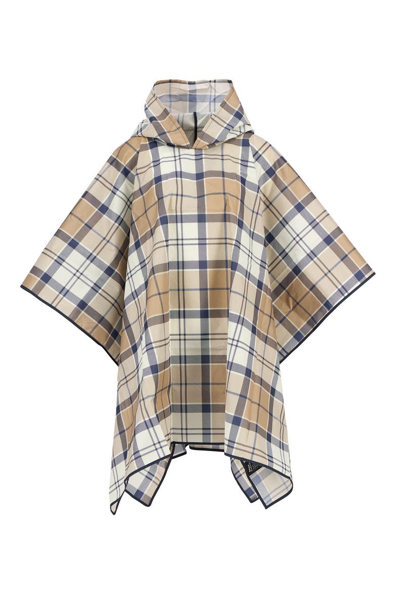 Portree Showerproof Plaid Poncho, Main, color, HESSIAN/ NAVY TARTAN