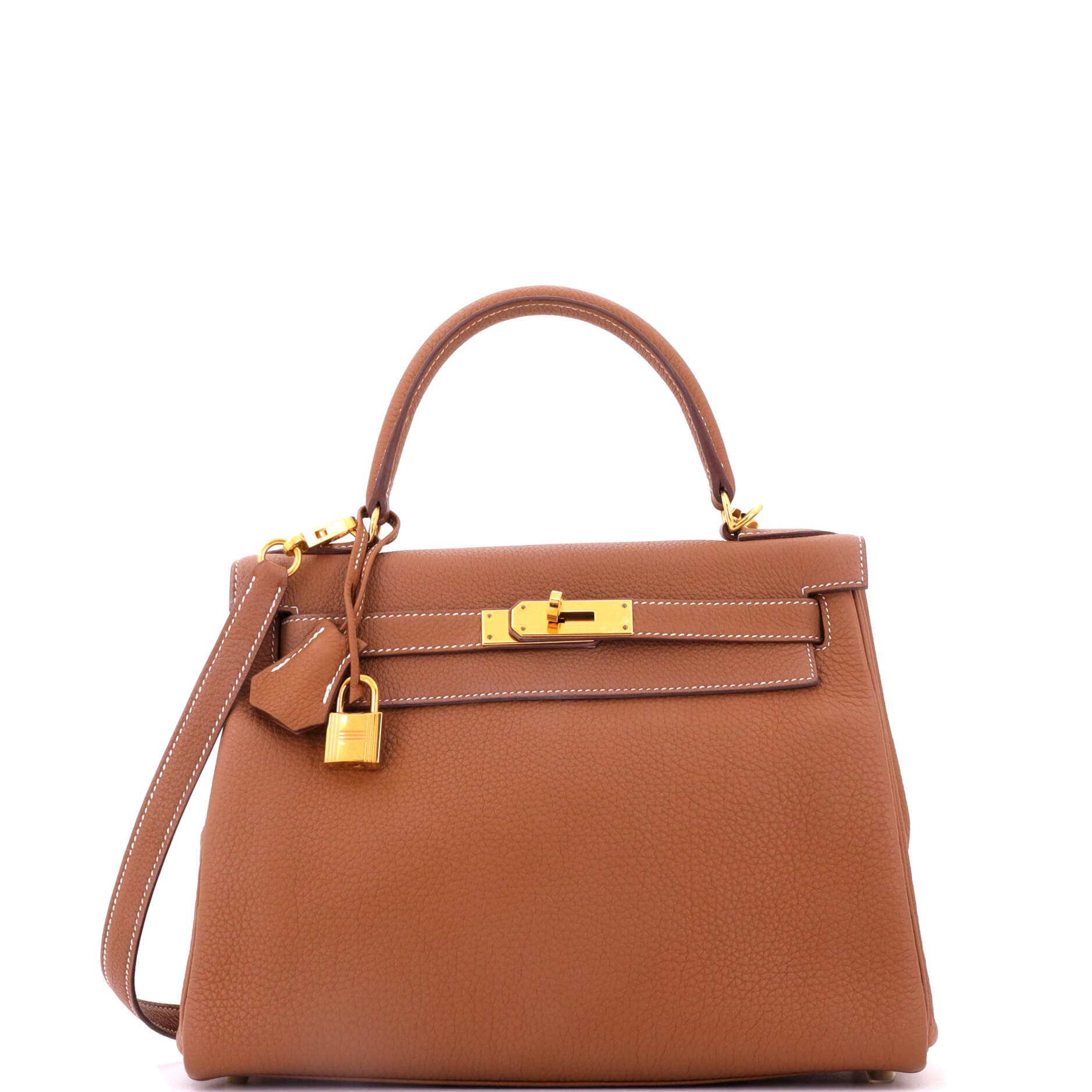 Kelly Handbag Brown Togo with Gold Hardware 28, Main, color, Metallic Gold