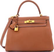 Pre-Owned Hermes Kelly Handbag Brown Togo with Gold Hardware 28