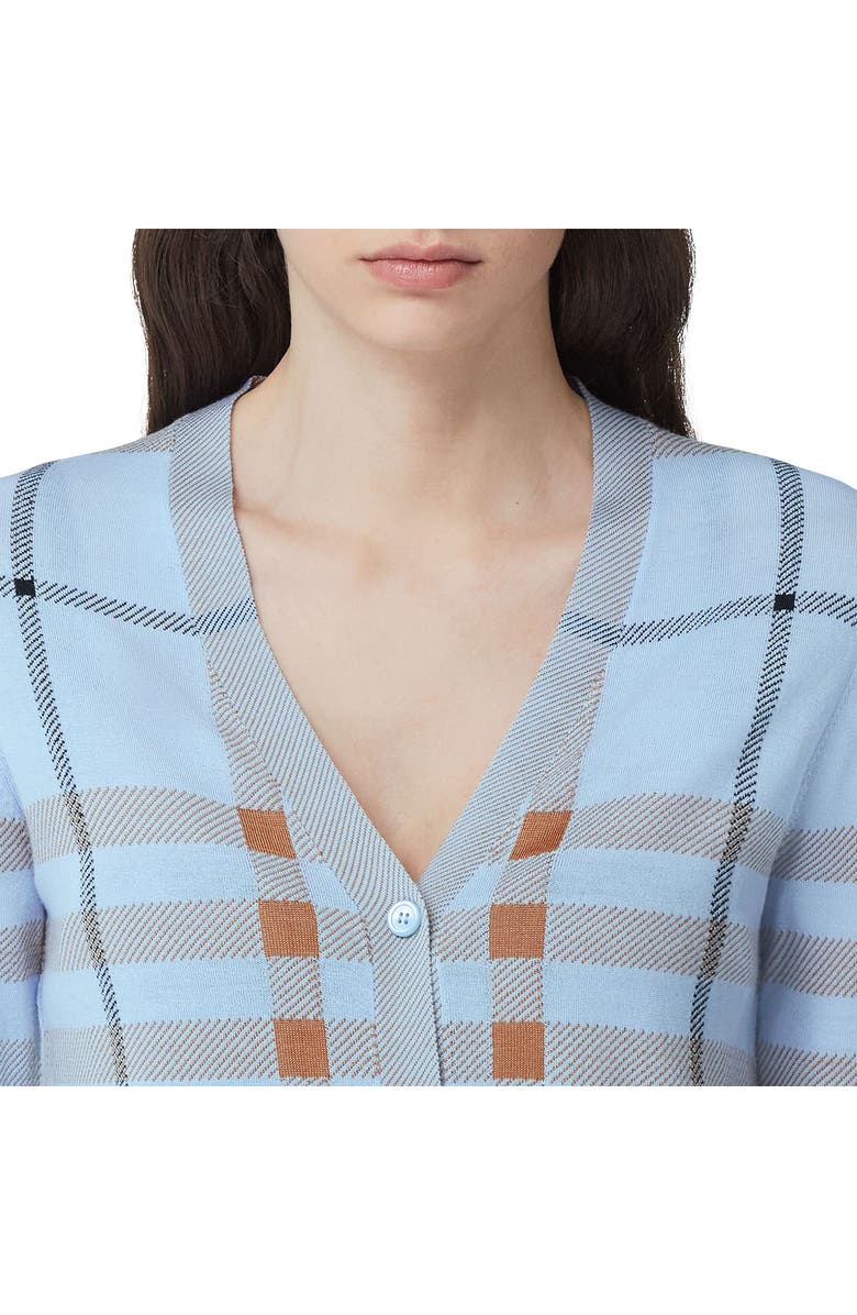 Burberry Ramana Check Jacquard Merino Wool & Silk Blend Cardigan, Alternate, color, 