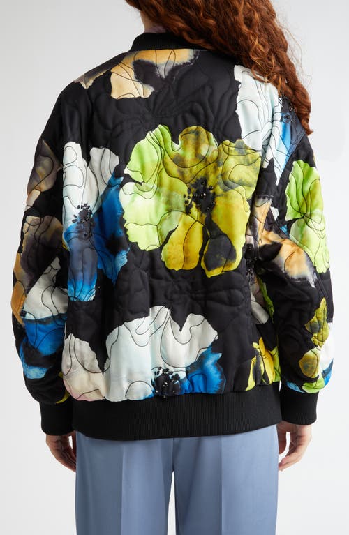 Stine Goya Quilted Bomber Jacket In Watercolor Bloom In Watercolor Bloom