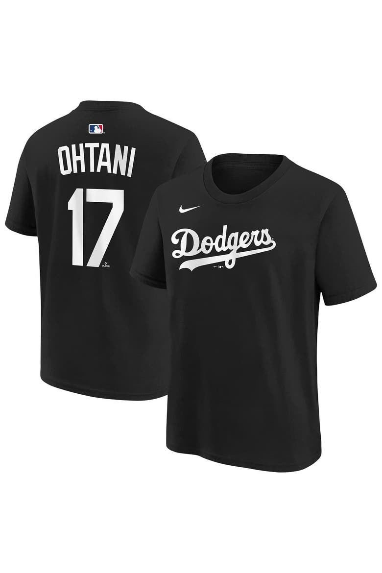 Youth Nike Shohei Ohtani Black Los Angeles Dodgers Name & Number T-Shirt, Main, color, Black