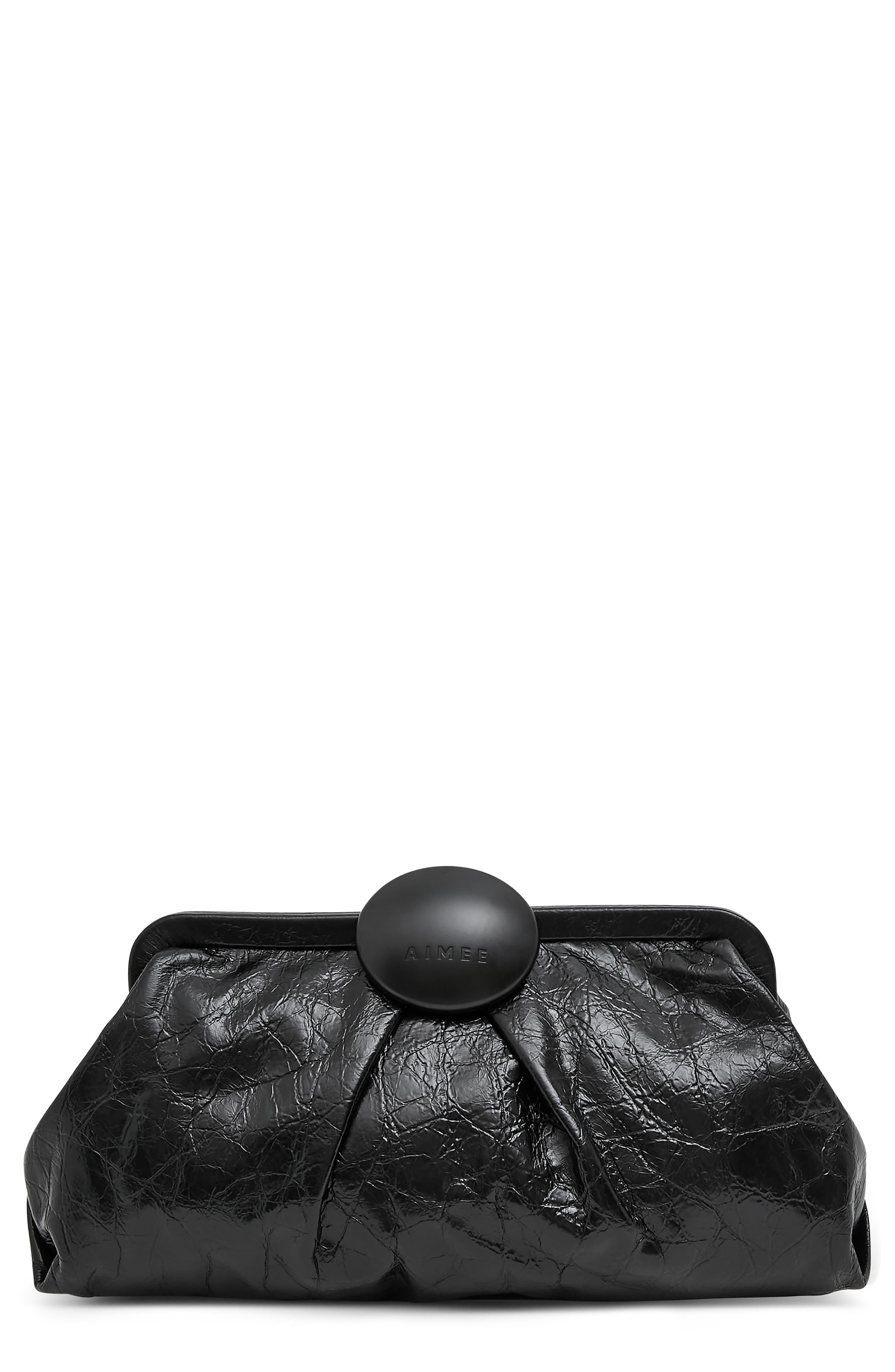 Full Circle Frame Clutch, Main, color, BLACK CRINKLE
