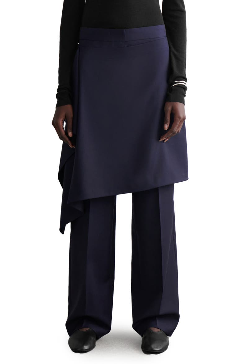 Ink Wool Skirt Pants, Main, color, BLUE DARK