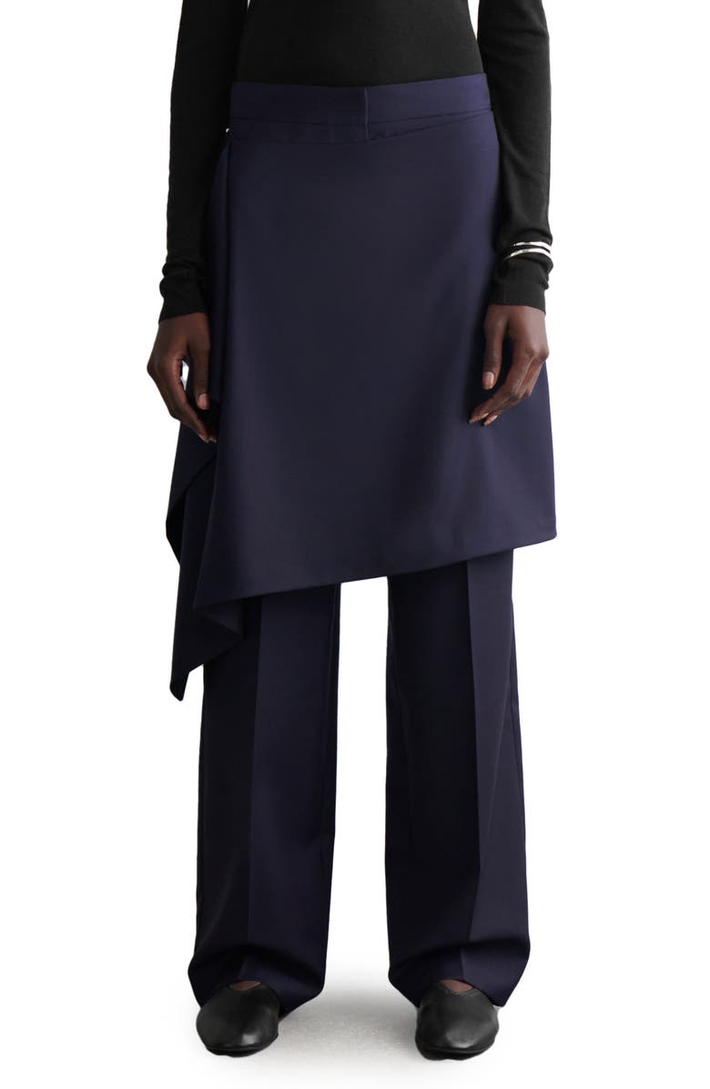 COS Ink Wool Skirt Pants, Main, color, Blue Dark