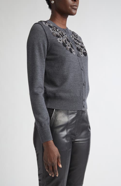 St John St. John Floral Embellished Wool & Silk Cardigan In Gold