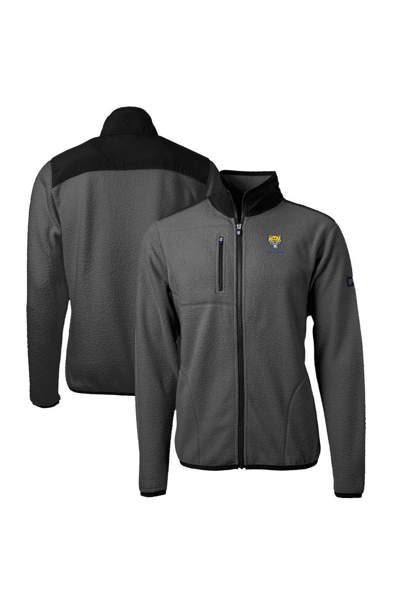 Cutter & Buck Men's Cutter & Buck  Gray/Black Fort Valley State Wildcats Cascade Eco Sherpa Fleece Full-Zip Jacket, Main, color, 