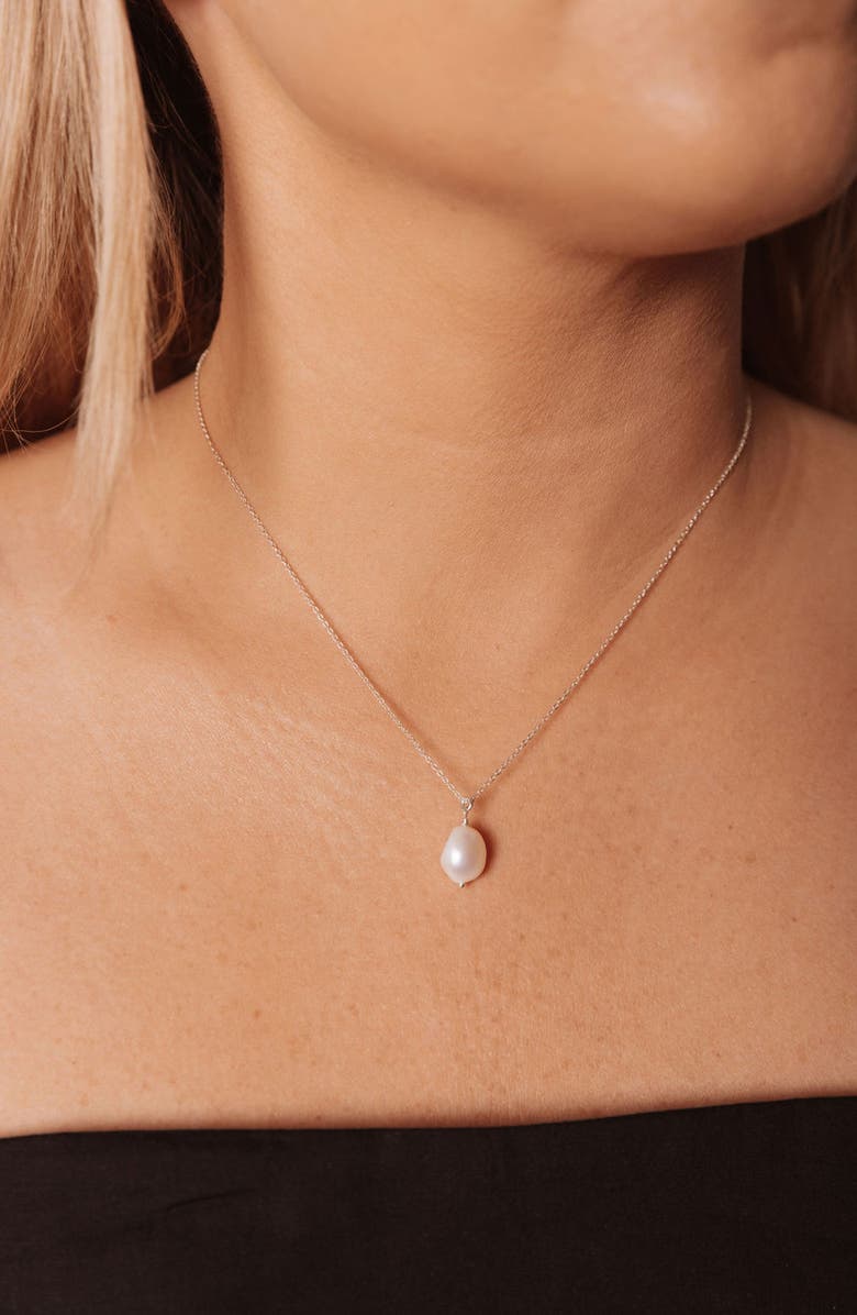 Set & Stones Adelle Keshi Pearl Pendant Necklace, Alternate, color, Silver