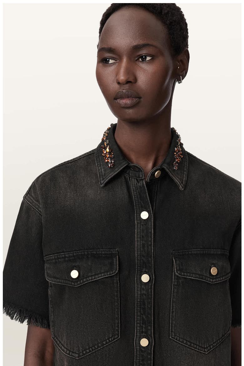 Filou Denim Minidress, Alternate, color, OVERDYED BROWN