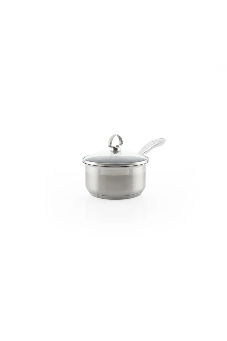 Induction 21 Steel 1 qt. Saucepan w/ Ceramic Coating and Glass Lid, Alternate, color, Silver