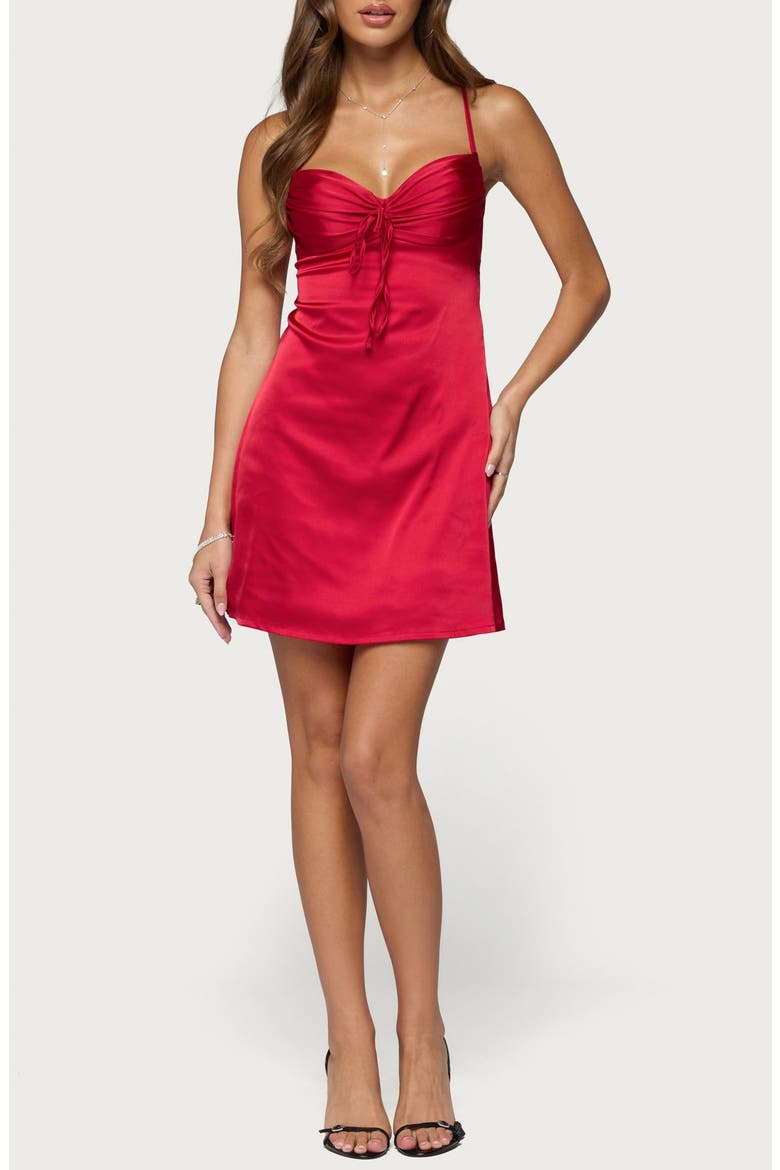 Christina Satin Effect Minidress, Main, color, RED