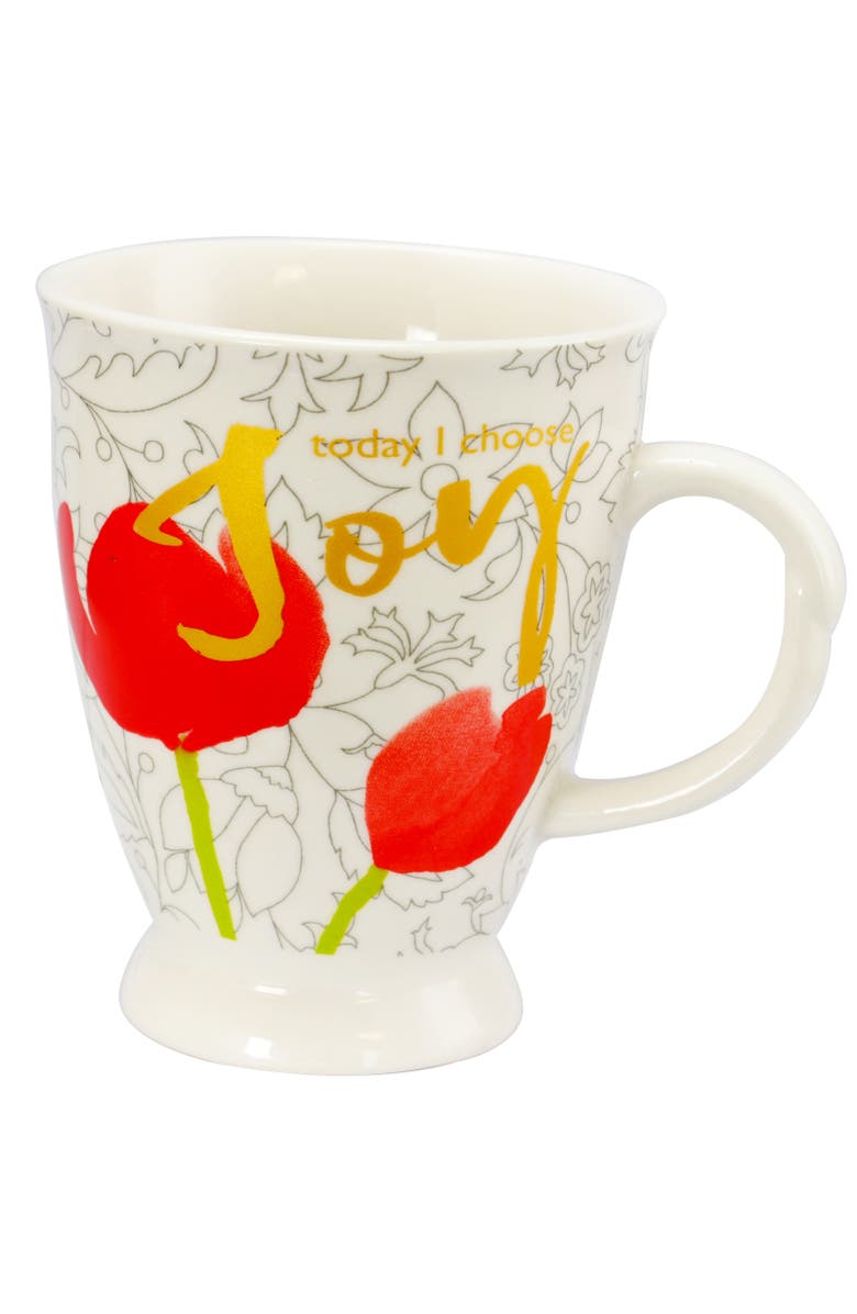Gibson Home Bold Floral 17.4 oz Cup Set, Set of 4 Assorted Designs, Alternate, color, White