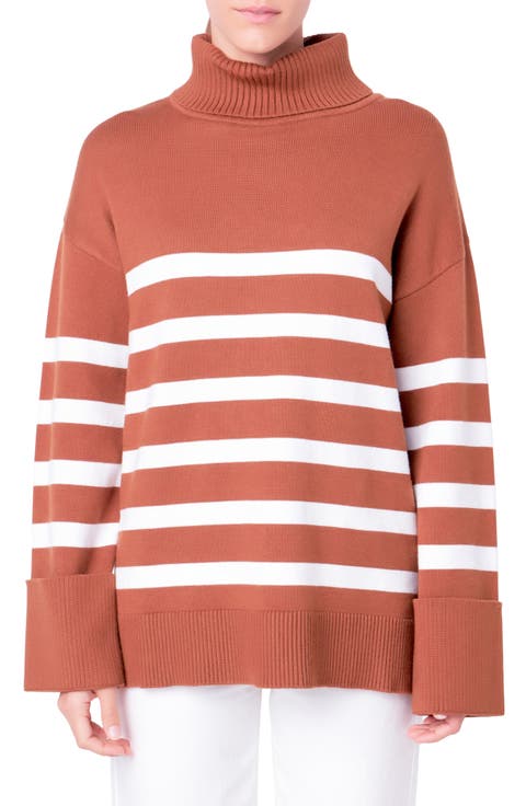 Stripe Turtleneck Sweater