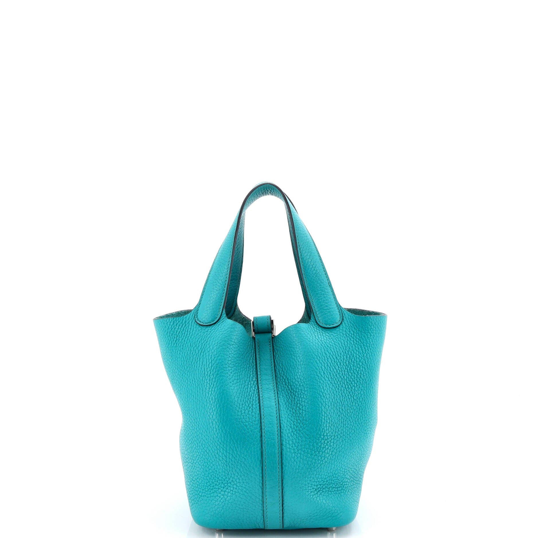 Pre-Owned Hermes Picotin Lock Bag Clemence PM, Alternate, color, Bleu Paon