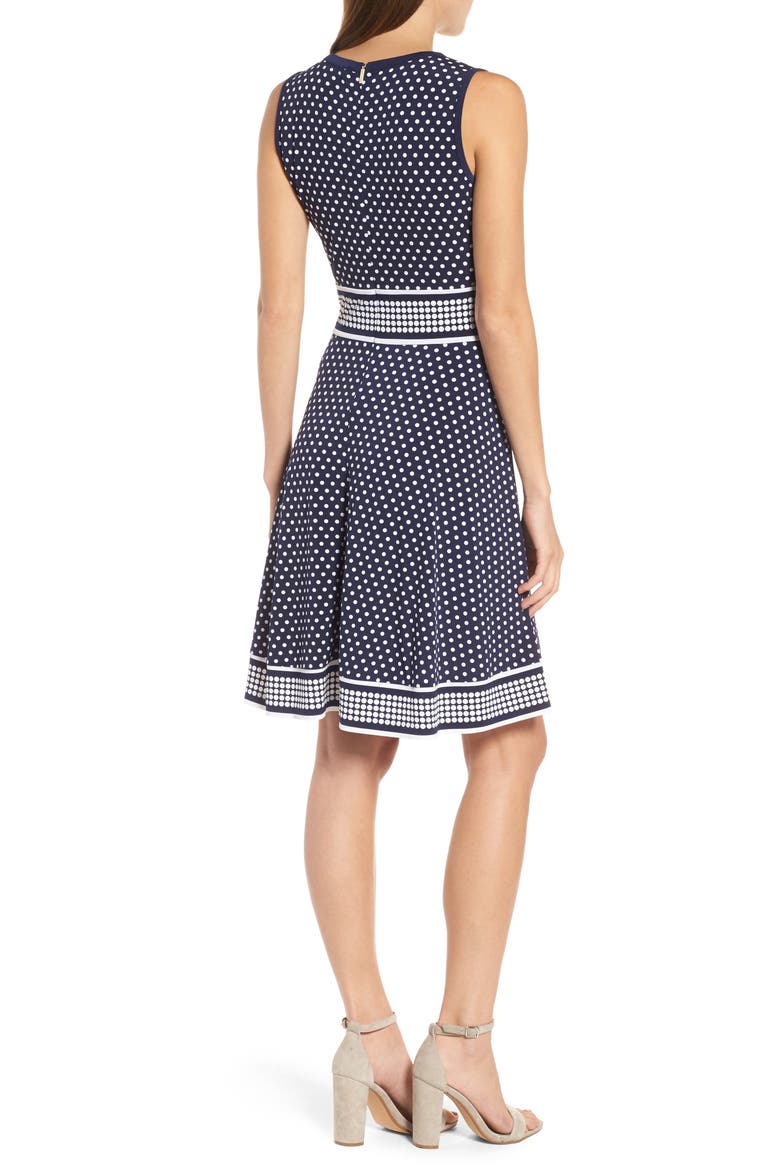 Simple Dot Border Dress, Alternate, color, TRUE NAVY/ WHITE