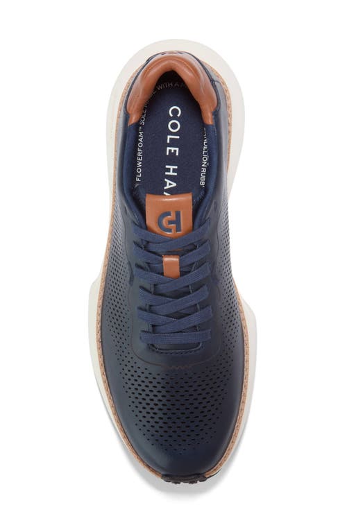 Cole Haan Grandpro Ashland Laser Perforated Sneaker In Navy Blazer/ivory