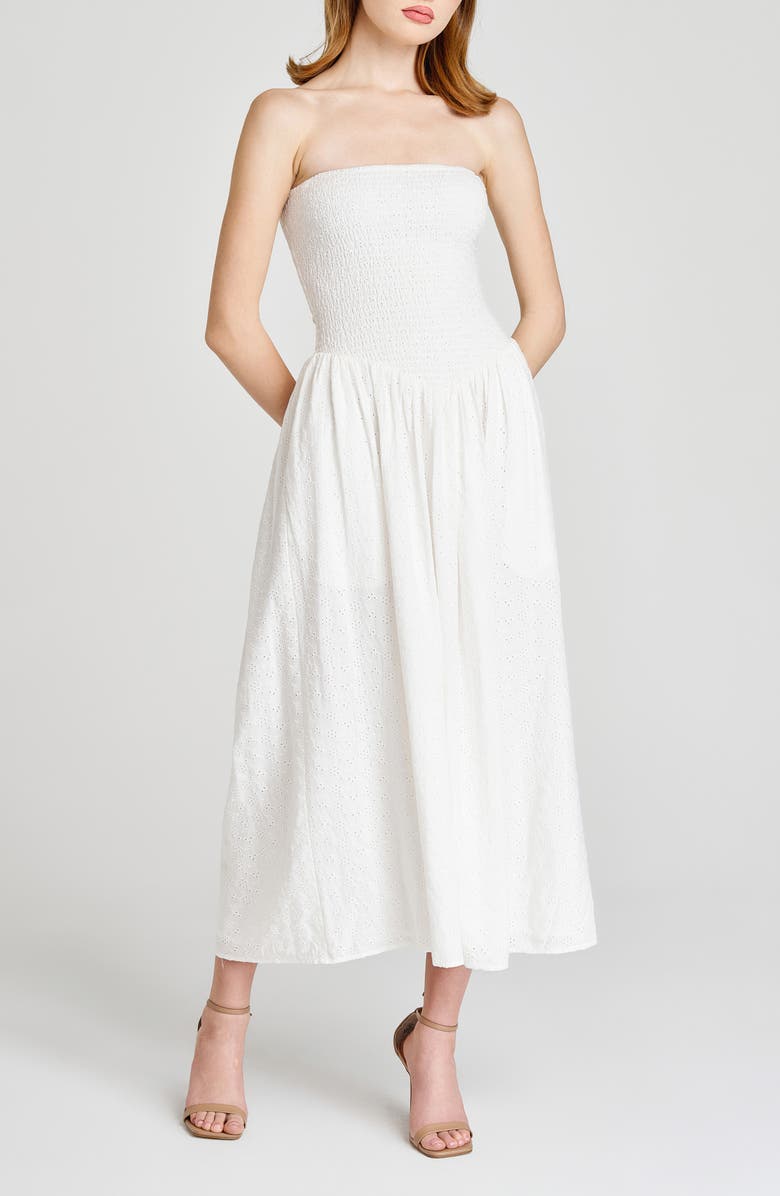 WAYF x Style by COCO! Melody Convertible Strapless Eyelet Dress, Alternate, color, Ivory