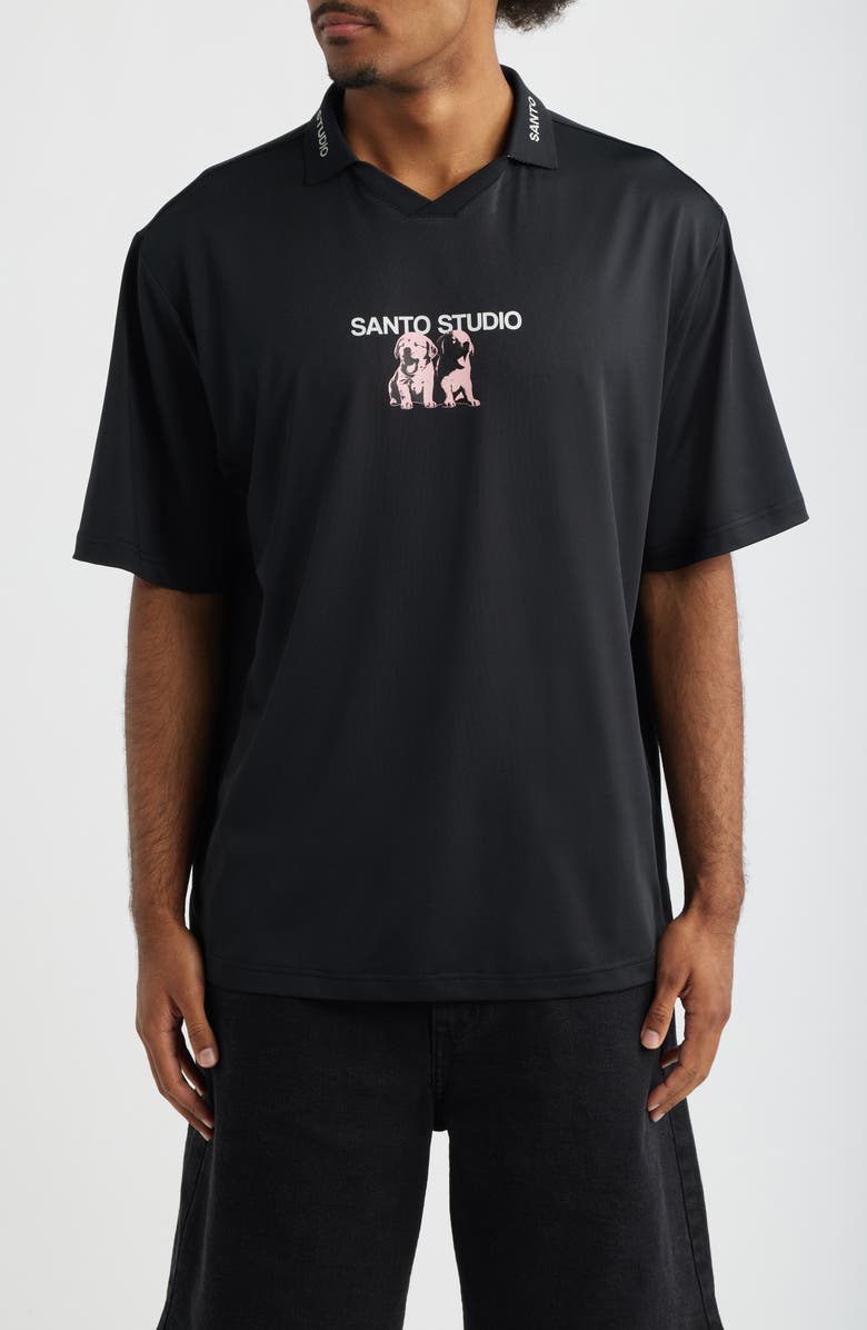 SANTO STUDIO Thugs Need Hugs Polo, Main, color, Black