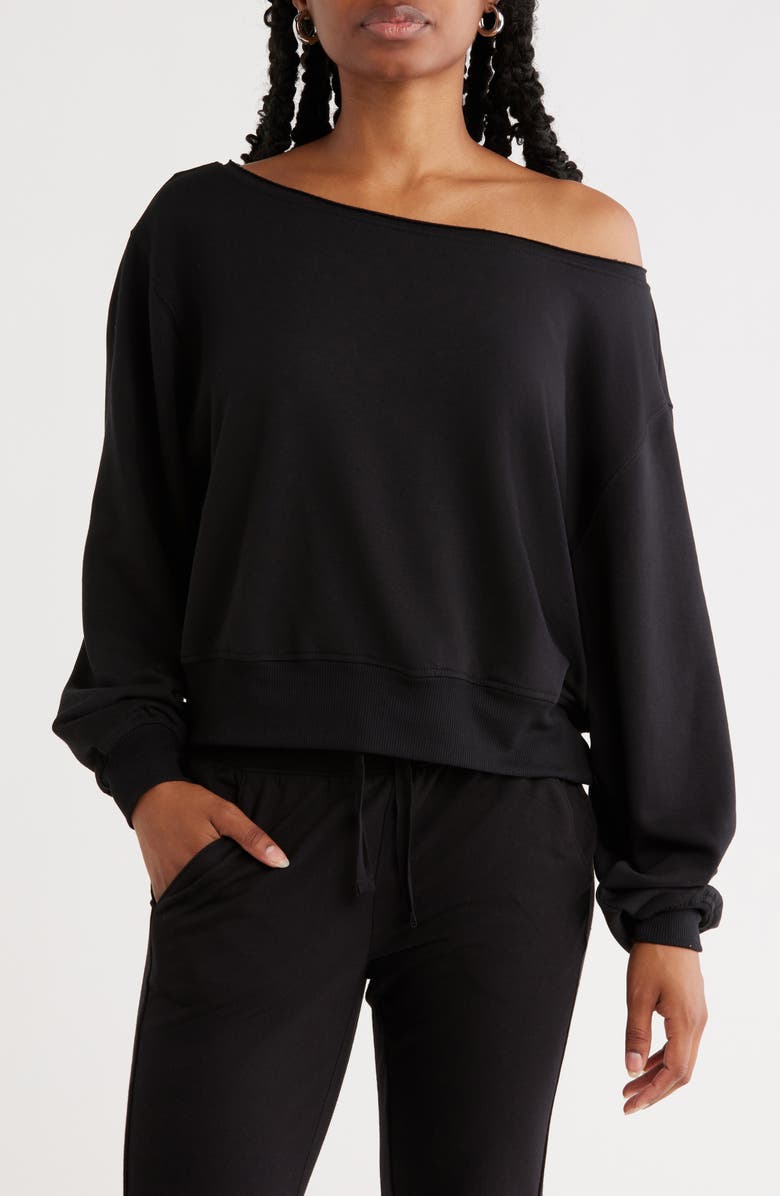 Abound Loved Off-the-Shoulder Fleece Sweatshirt, Main, color,
