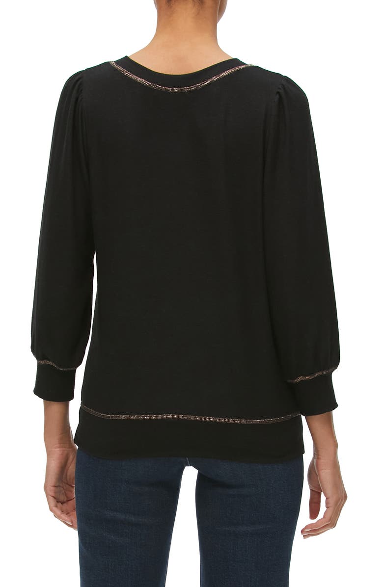 Michael Stars Gabriella Sparkle Trim V-Neck Knit Top, Alternate, color,