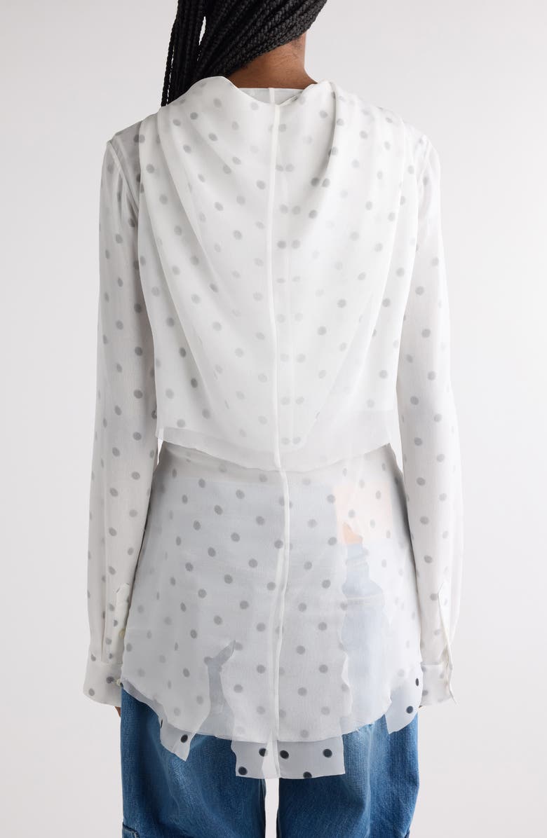 Acne Studios Tow Polka Dot Georgette Shirt, Alternate, color, Black/ White