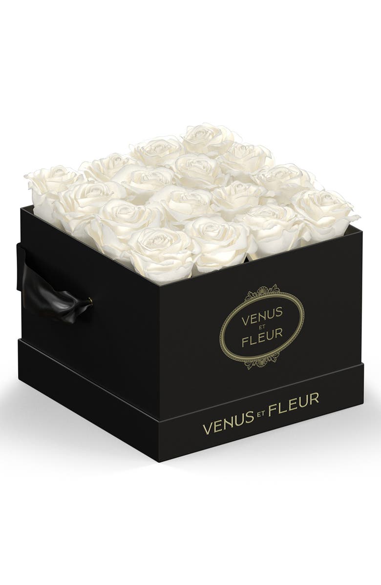 Venus ET Fleur Classic Small Square Eternity Roses, Main, color, Pure White