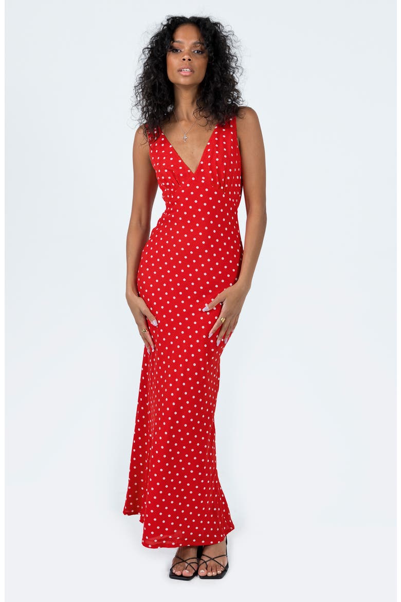 Nellie Polka Dot Maxi Dress, Alternate, color, RED