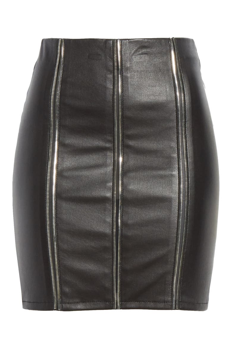 Amelie Zip Detail Leather Miniskirt, Alternate, color, NIGHT LIFE 2