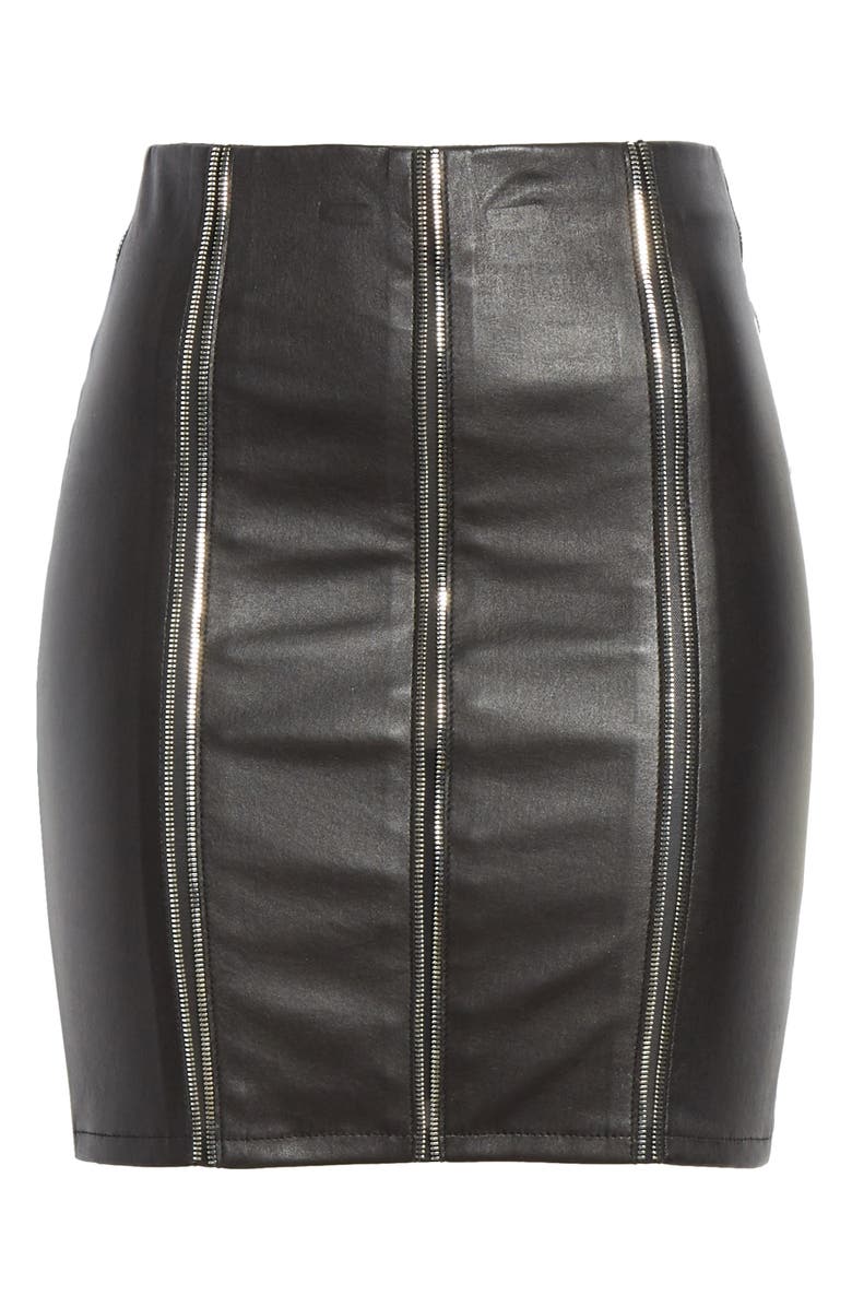 RtA Amelie Zip Detail Leather Miniskirt, Alternate, color,