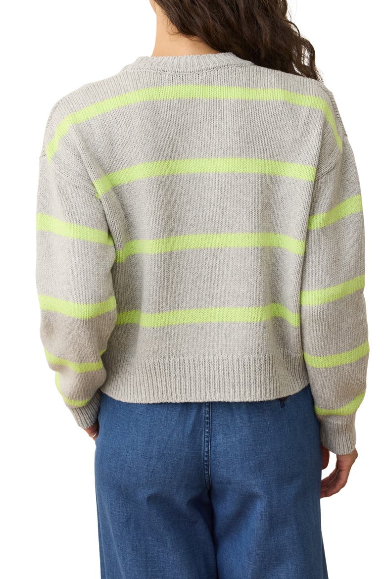 Berkeley Crewneck Sweater, Alternate, color, LIME STRIPE