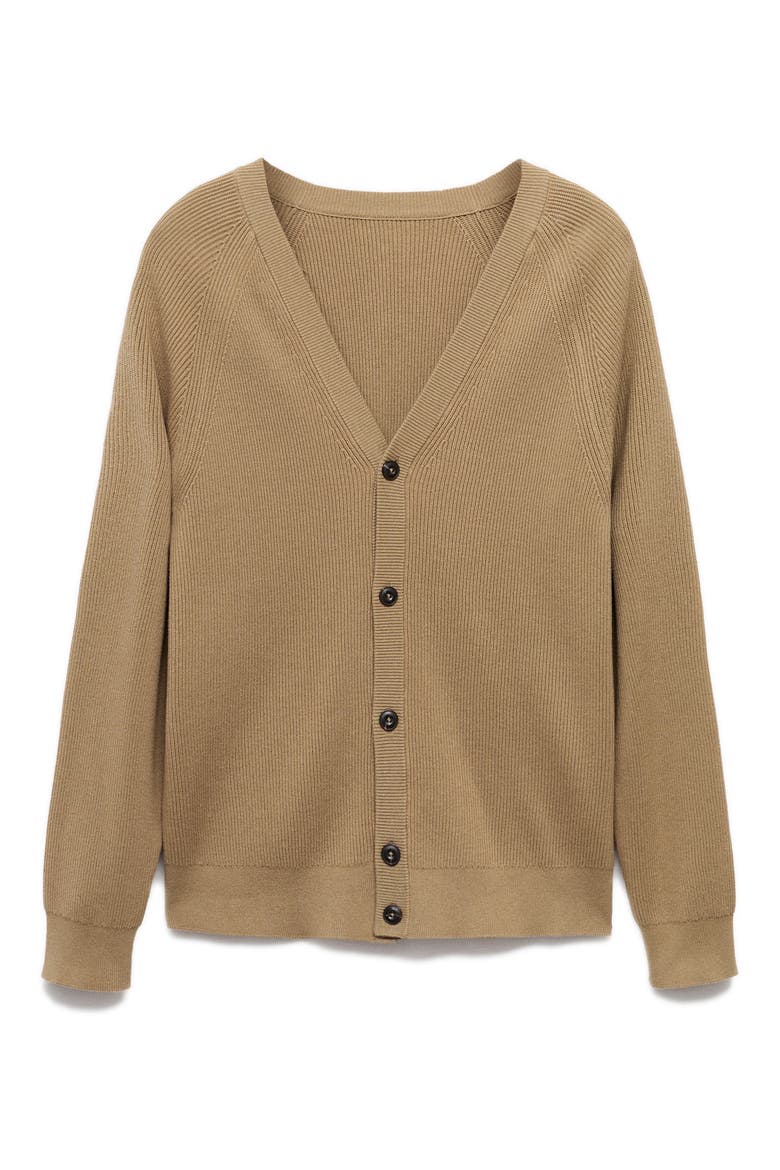 Ribbed Cotton Blend Cardigan, Alternate, color, BEIGE