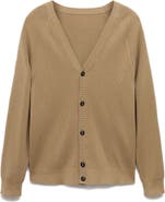 MANGO Ribbed Cotton Blend Cardigan