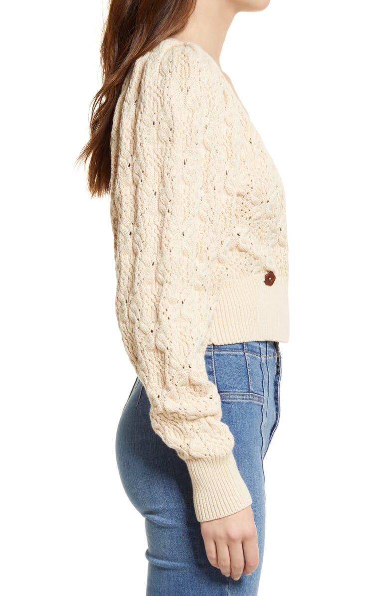 Free People Olive You Cable Wrap Cardigan, Alternate, color, 