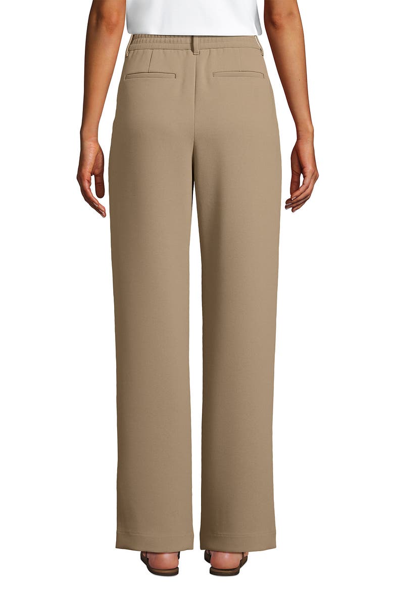 Crepe High Rise Pleated Wide Leg Pants, Alternate, color, Desert Tan