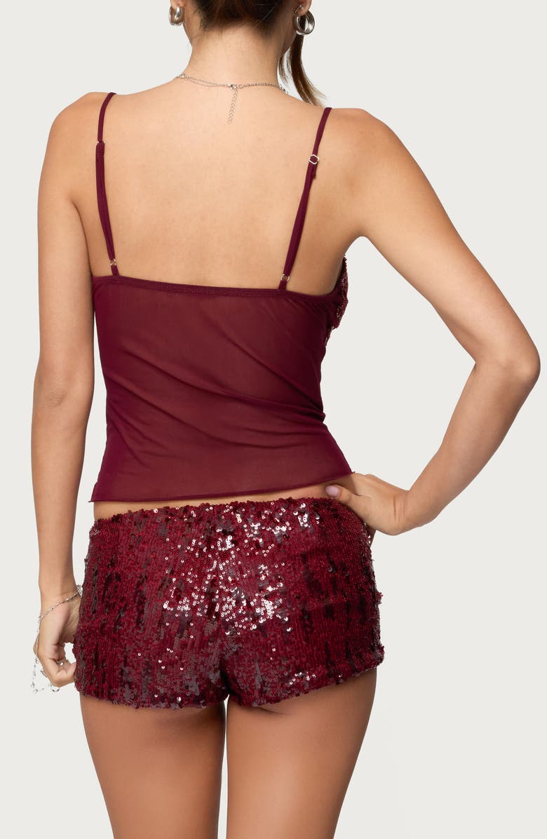 EDIKTED Azelia Bead & Sequin Camisole, Alternate, color, Burgundy