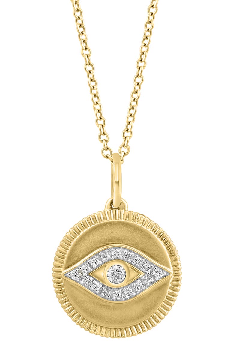 Diamond Pavé All Seeing Eye Pendant Necklace - 0.09ct, Alternate, color, GOLD