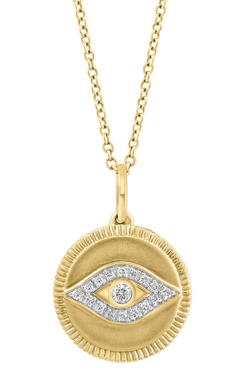 EFFY Diamond Pavé All Seeing Eye Pendant Necklace - 0.09ct, Alternate, color, Gold