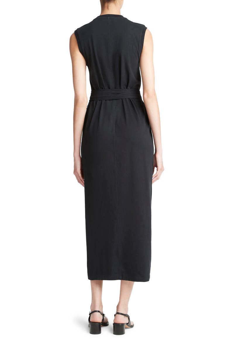 Sleeveless Cotton Knit Midi Dress, Alternate, color, BLACK