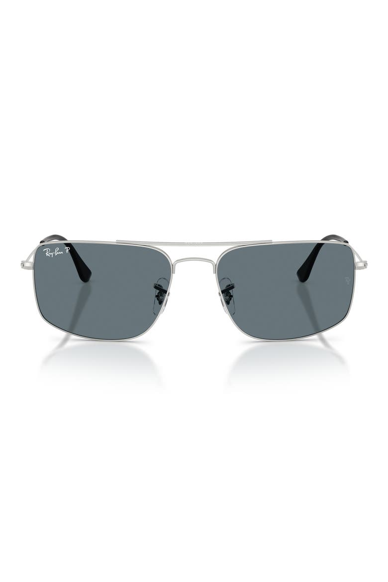 Explorer 3 Polarized Square Sunglasses, Main, color, SILVER / DARK BLUE POLAR
