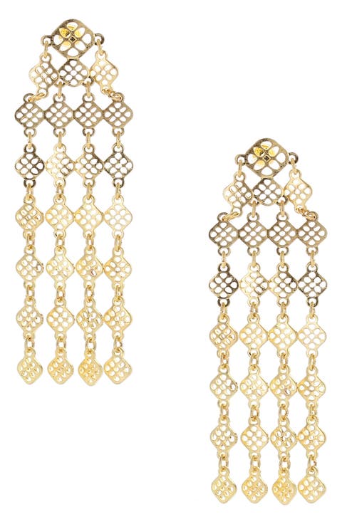 Neena Cutout Fringe Drop Earrings