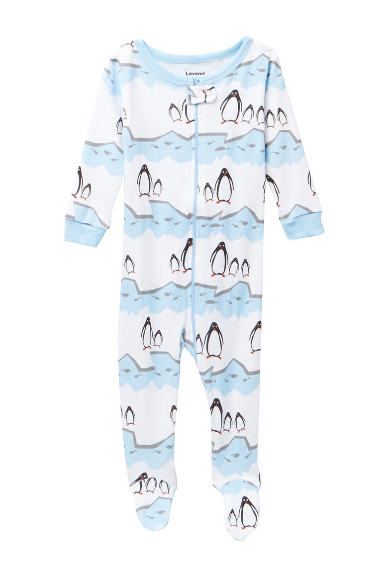 Footed Cotton Pajamas Matching Family Coordinated Holiday Prints, Main, color, BLUE