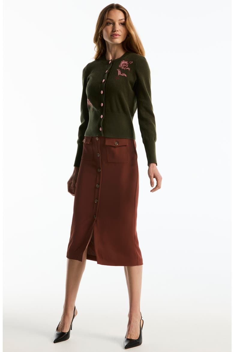Button Front Midi Skirt, Alternate, color, CINNAMON