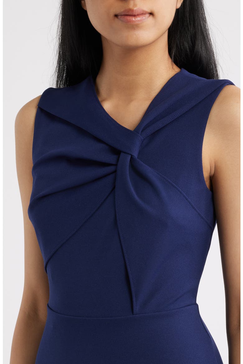 Twist Neck A-Line Midi Dress, Alternate, color, DEEEP NAVY