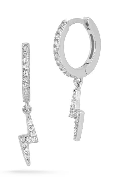 Sterling Silver Bolt Huggie Hoop Earrings