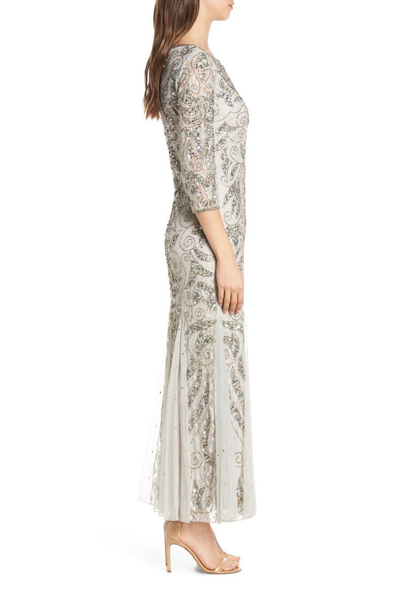 Beaded Lace Gown, Alternate, color, SAGE