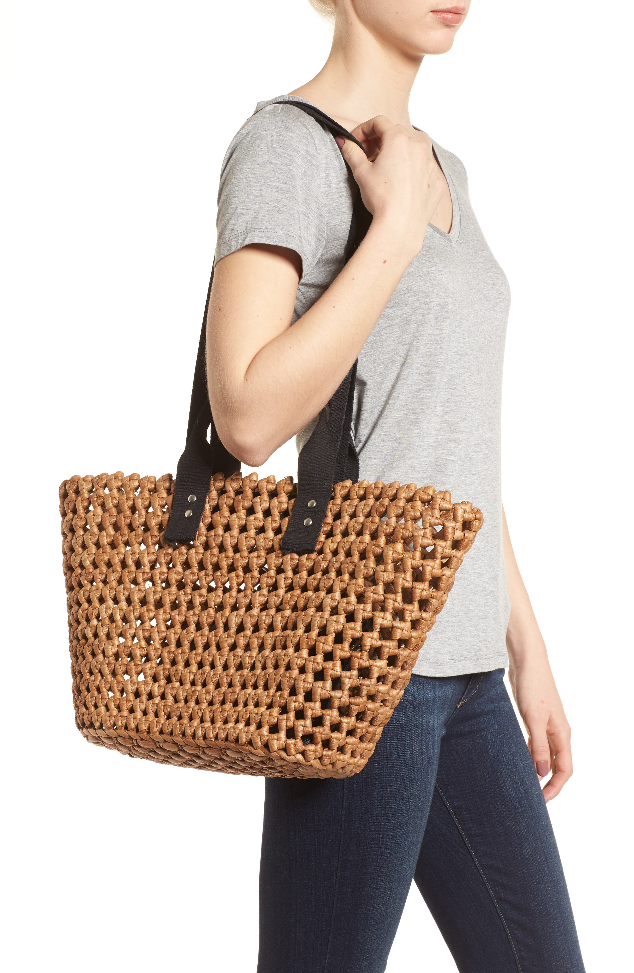 Nordstrom Open Weave Straw Tote, Alternate, color, 