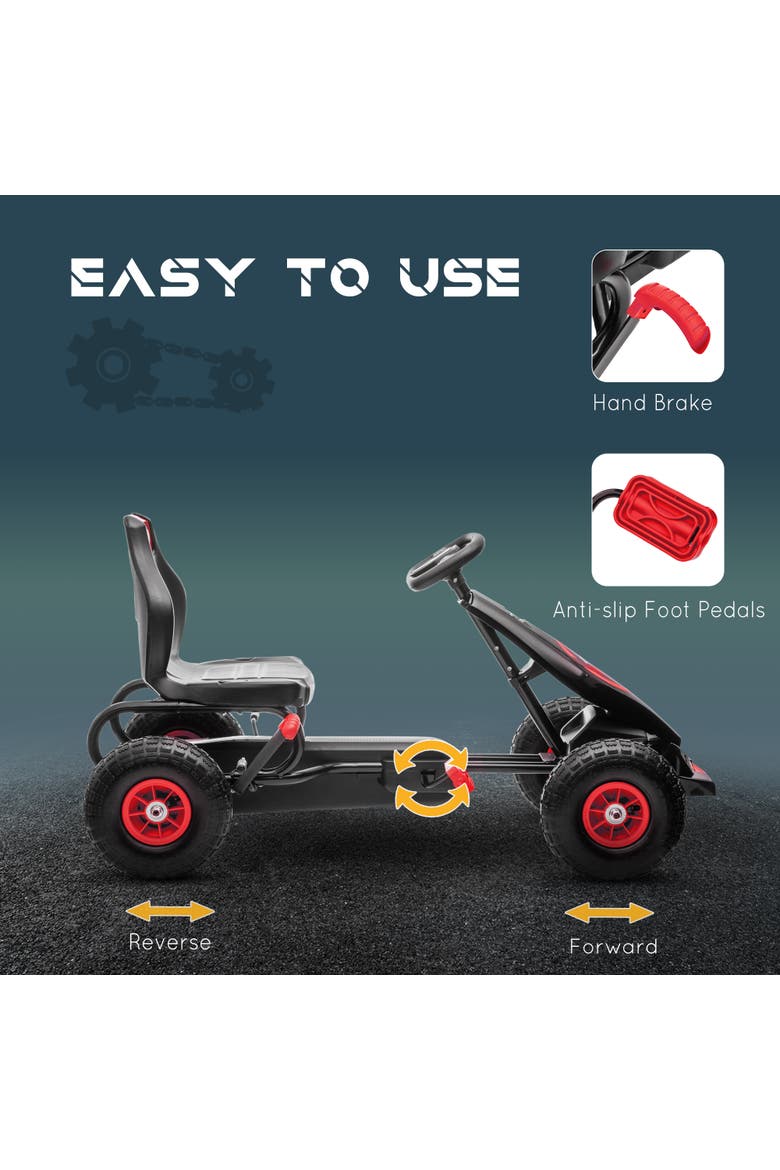 Ergonomic Pedal Go Kart with Wear-Resistant Tread, Alternate, color, Red